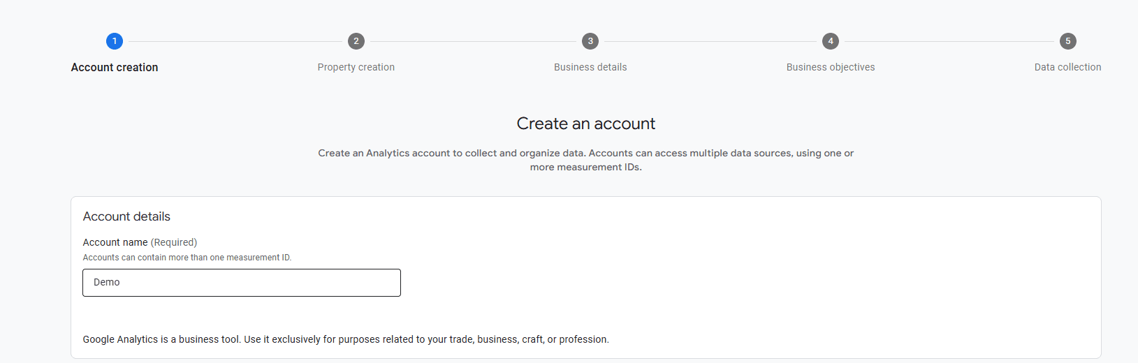 Create an Analytics account