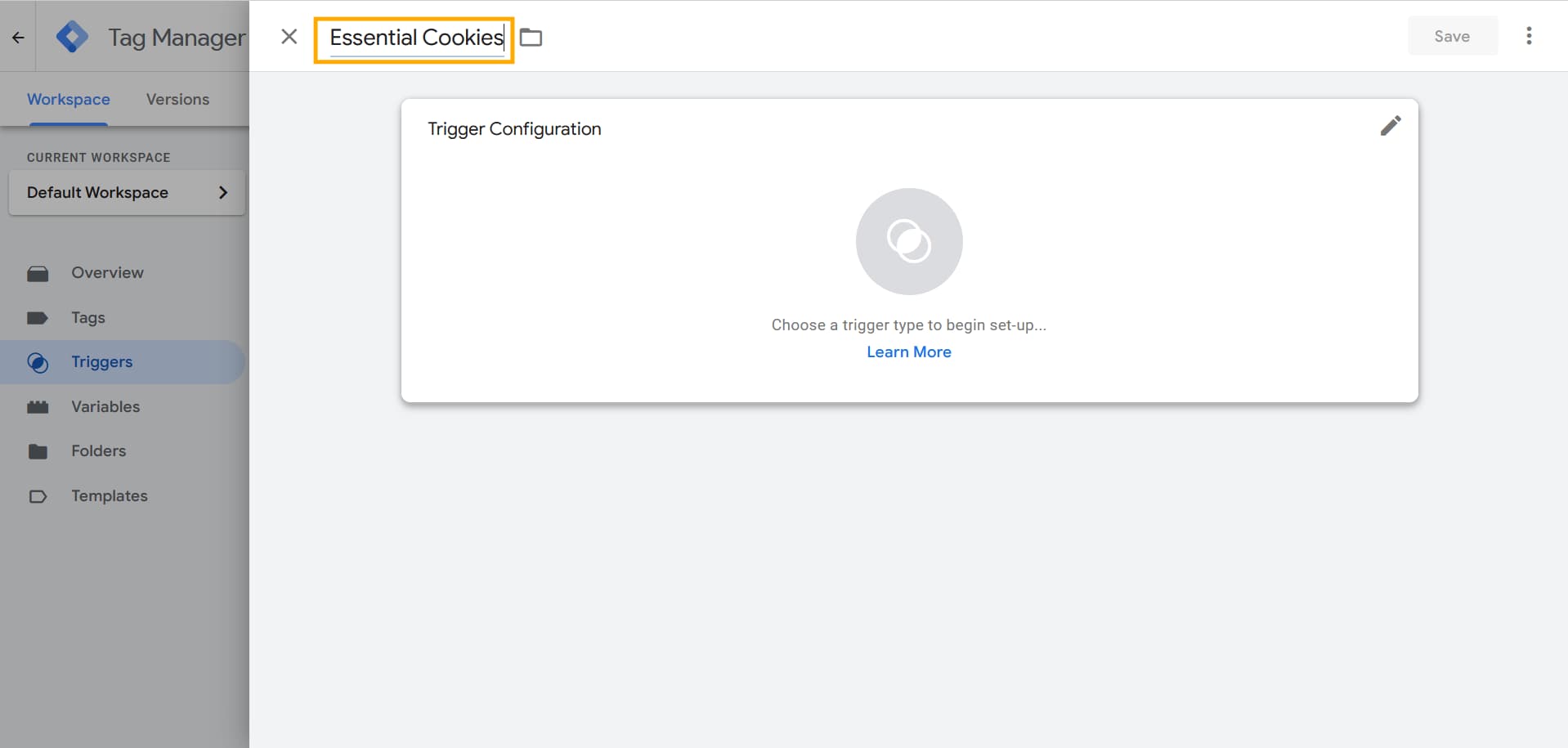 Name Trigger Essential Cookies